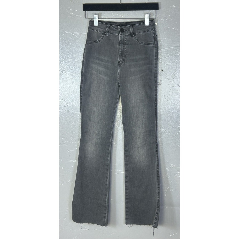 Women's Fit Jeans Washed Out Black Ankle Fray Stretch High Waist Size S